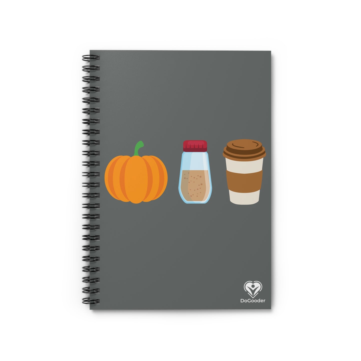 Pumpkin Spice Latte Spiral Notebook - Dark Grey
