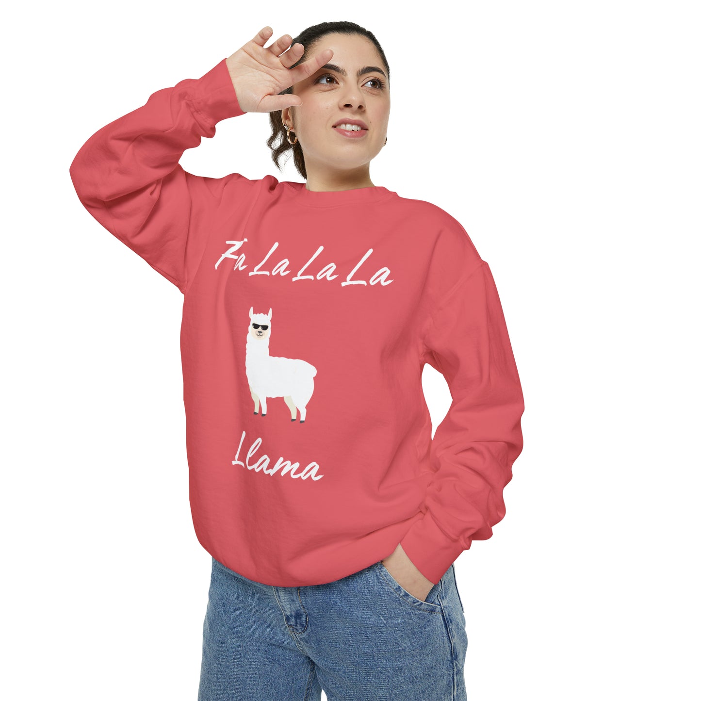 Fa La La La Llama Unisex Garment-Dyed Sweatshirt