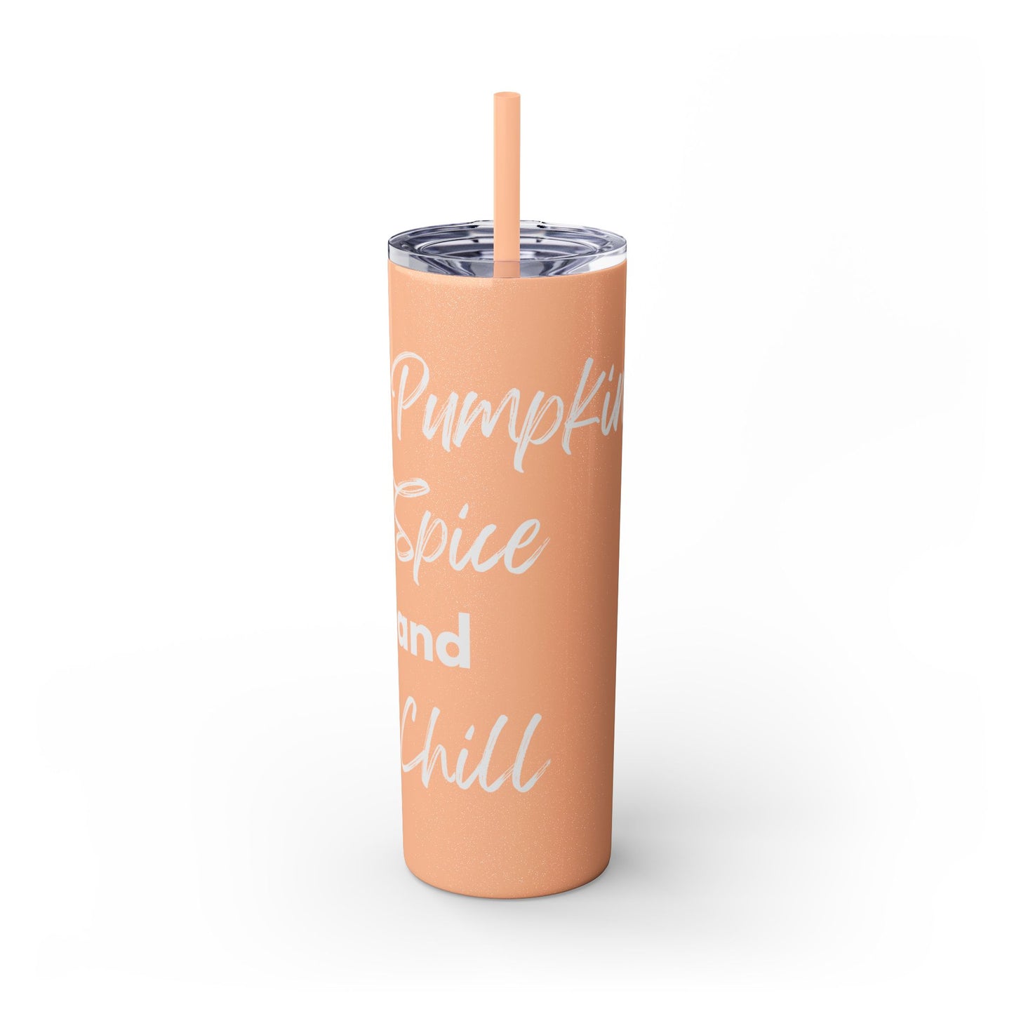 Pumpkin Spice and Chill Skinny Tumbler with Straw, 20oz