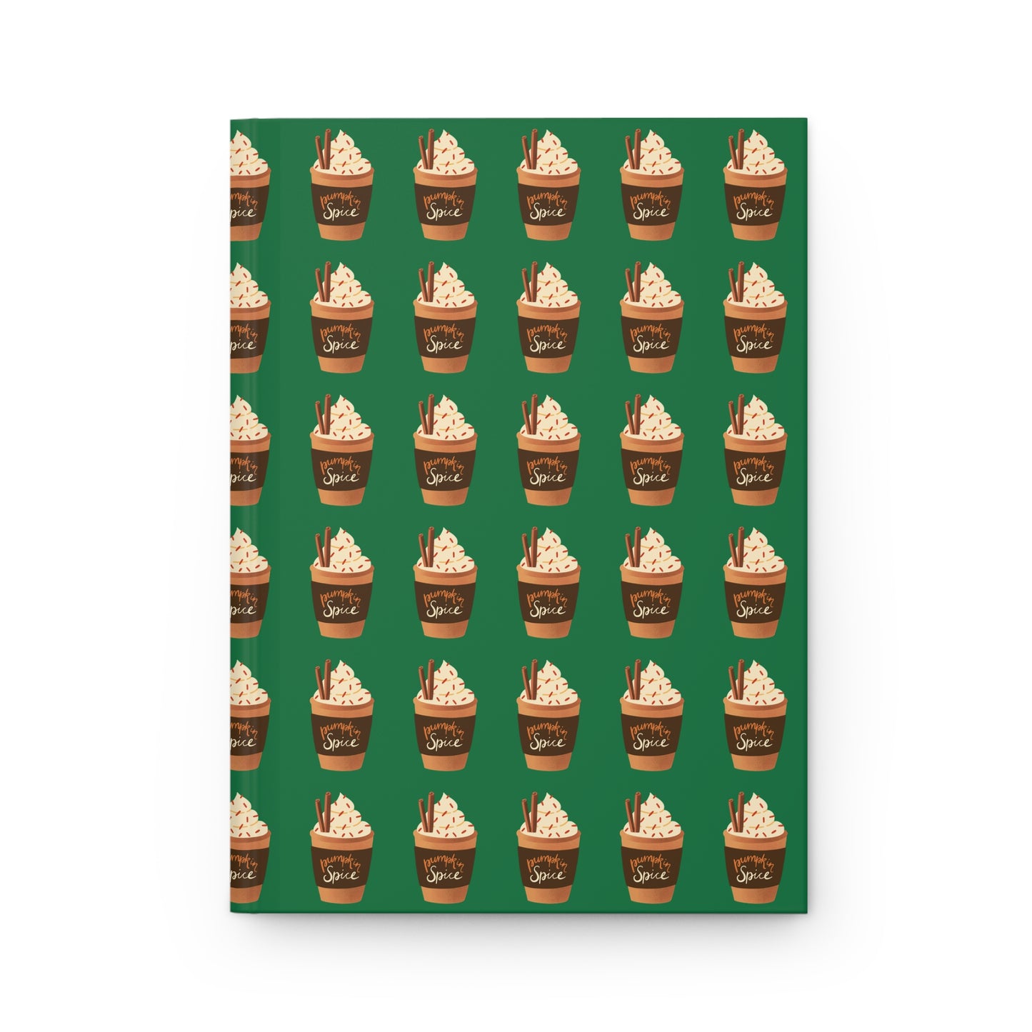 Pumpkin Spice Latte Image Patterned Hardcover Journal Matte - Dark Green