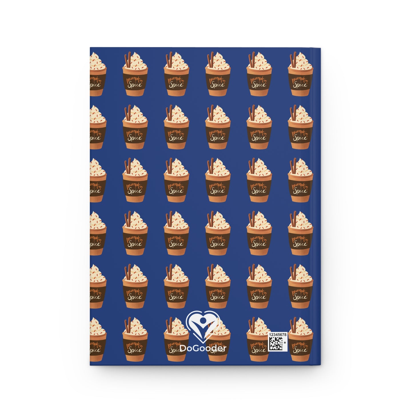 Pumpkin Spice Latte Image Patterned Hardcover Journal Matte - Dark Blue