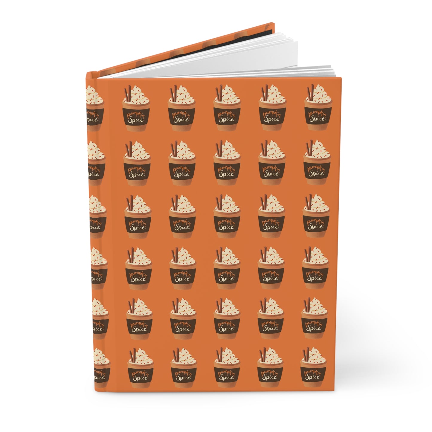 Pumpkin Spice Latte Image Patterned Hardcover Journal Matte - Orange