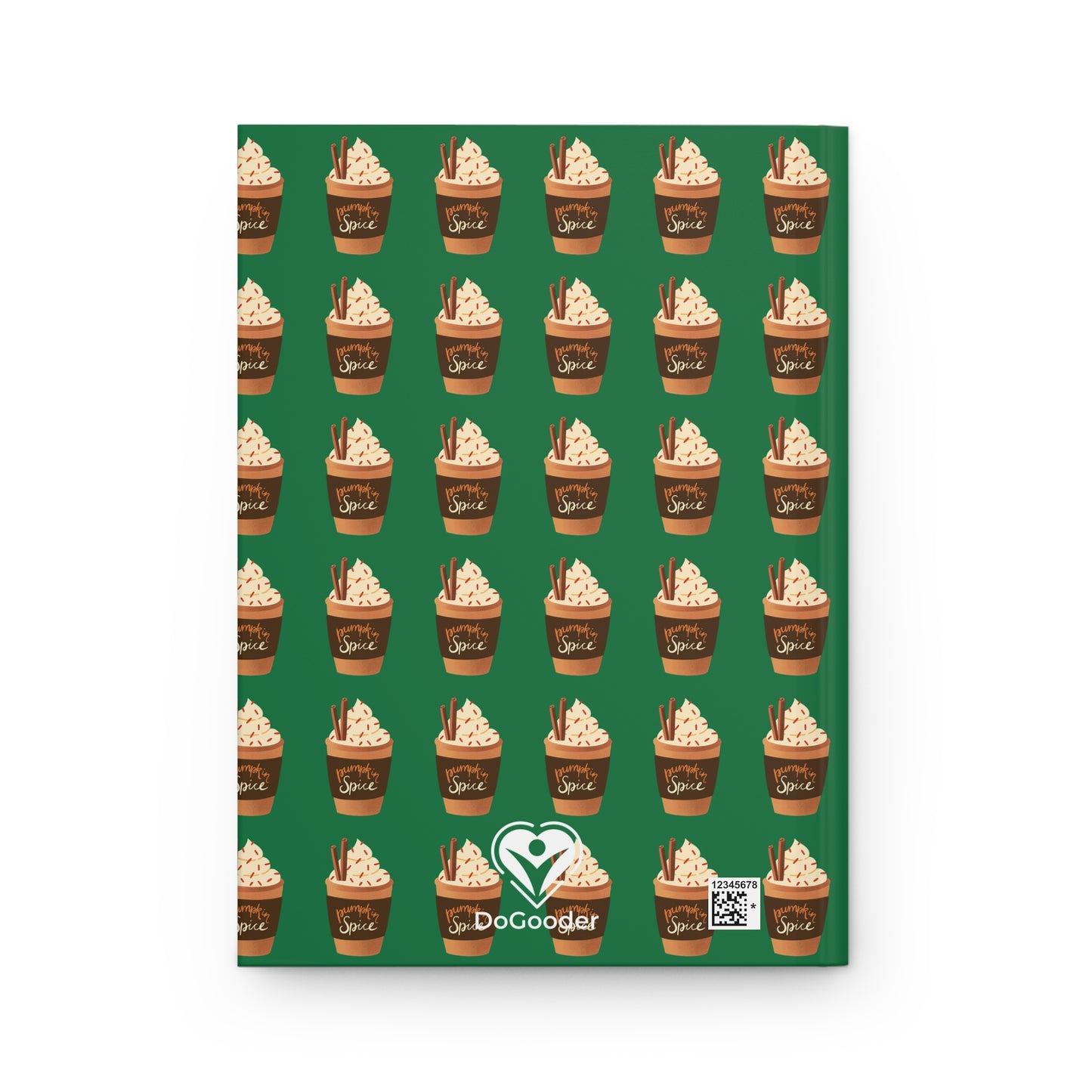 Pumpkin Spice Latte Image Patterned Hardcover Journal Matte - Dark Green