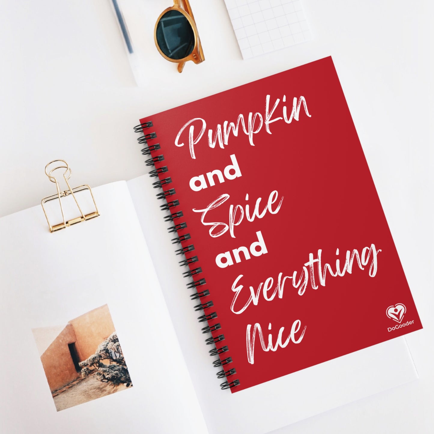 Pumpkin Spice Everything Nice Spiral Notebook - Dark Red