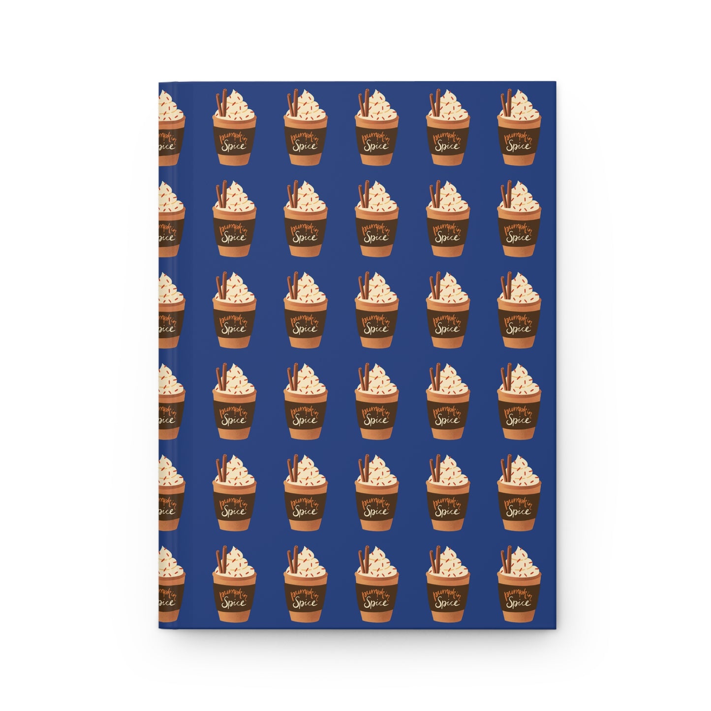 Pumpkin Spice Latte Image Patterned Hardcover Journal Matte - Dark Blue