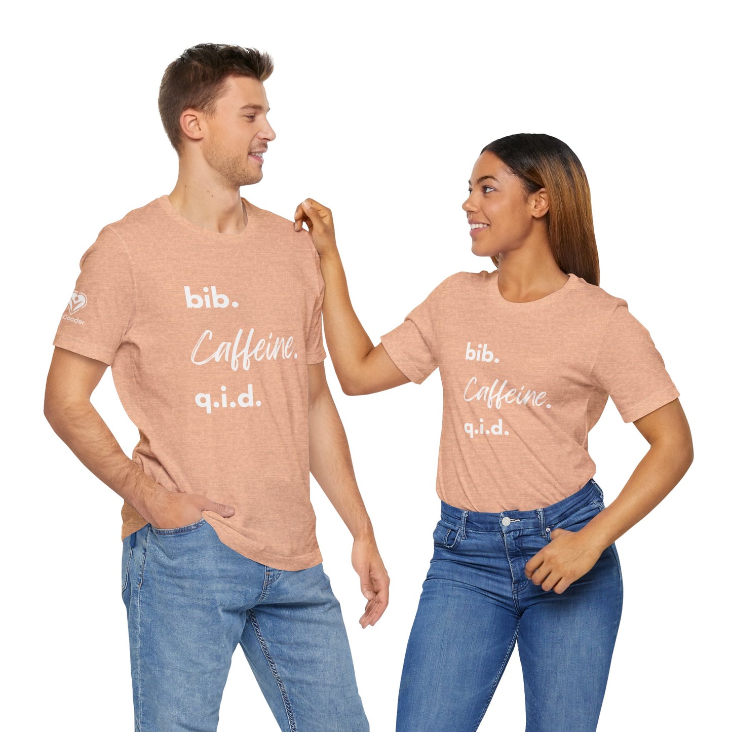 Caffeine Script bib-qid Extra Soft Unisex Jersey Short Sleeve Tee