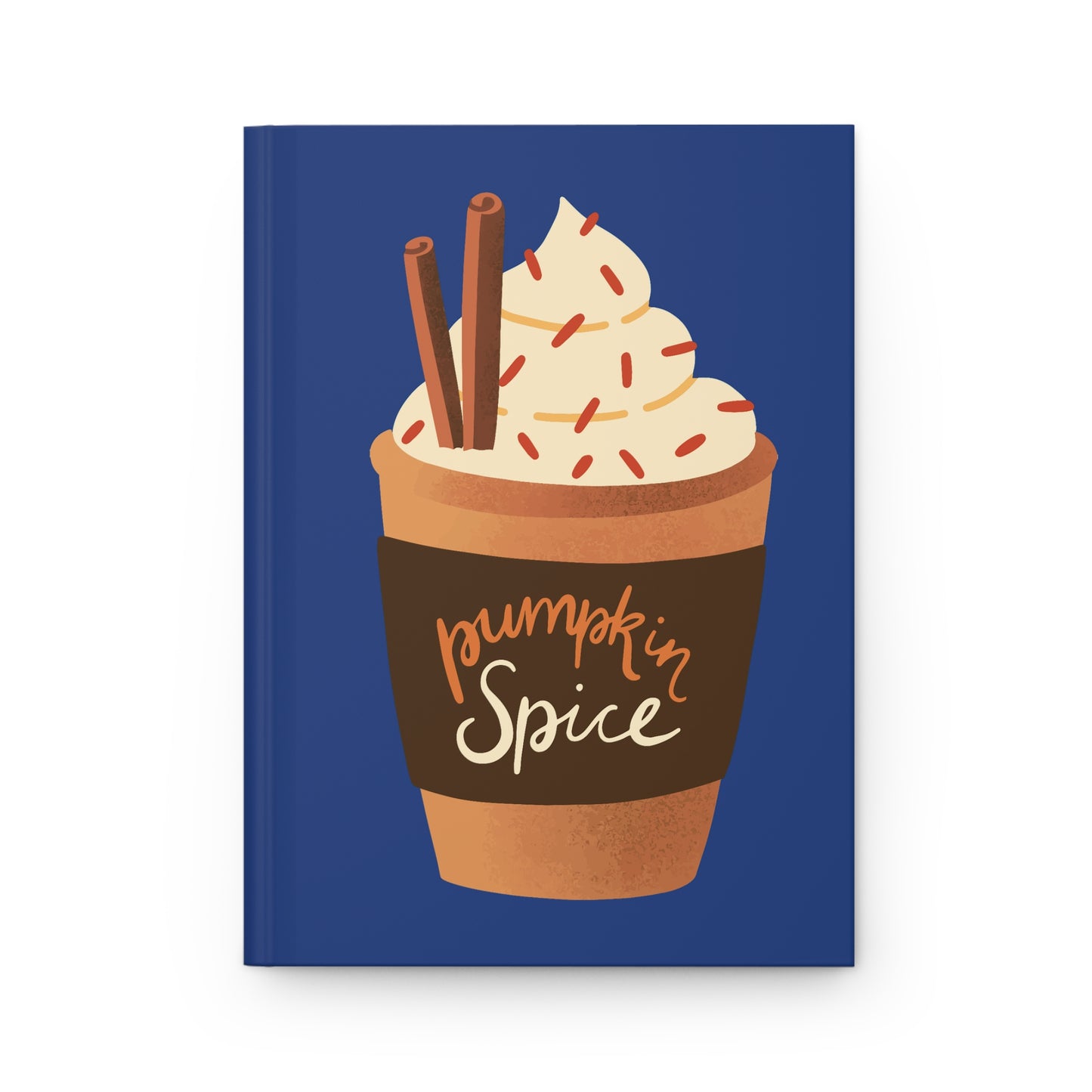 Pumpkin Spice Latte Image Hardcover Journal Matte - Dark Blue