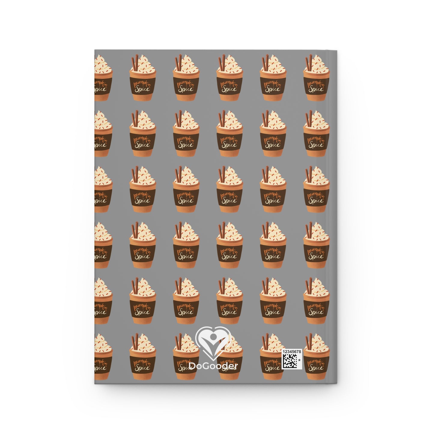 Pumpkin Spice Latte Image Patterned Hardcover Journal Matte - Grey