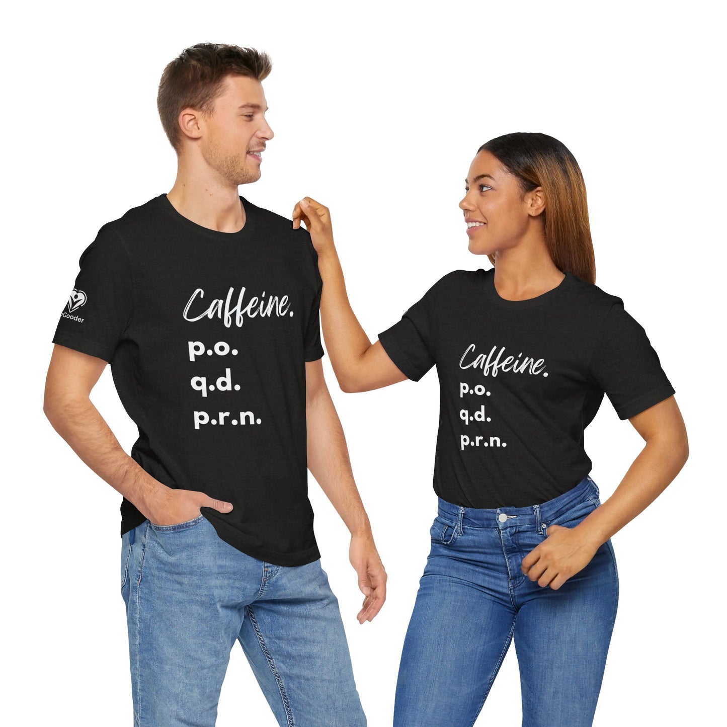 Caffeine Script PO-QD-PRN Extra Soft Unisex Jersey Short Sleeve Tee