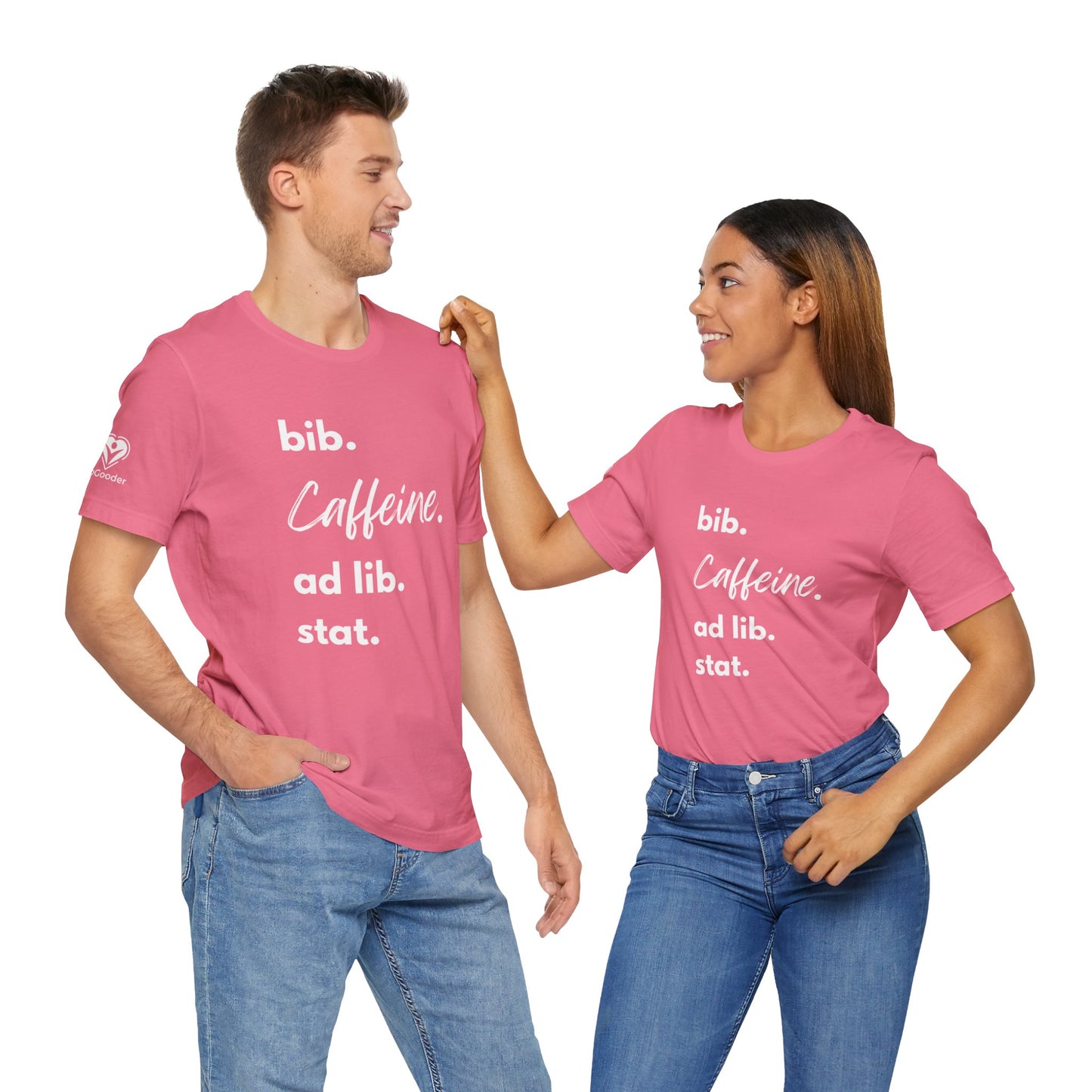 Caffeine Script bib-ad lib-stat Extra Soft Unisex Jersey Short Sleeve Tee