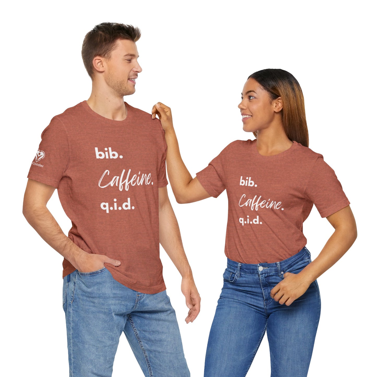 Caffeine Script bib-qid Extra Soft Unisex Jersey Short Sleeve Tee