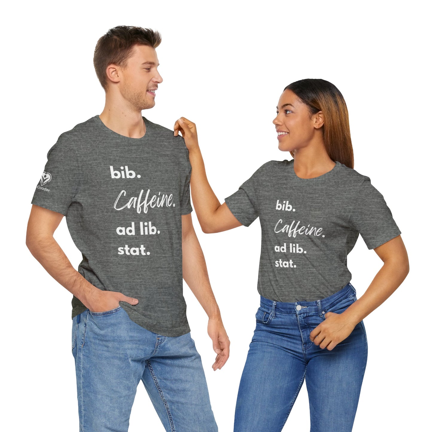 Caffeine Script bib-ad lib-stat Extra Soft Unisex Jersey Short Sleeve Tee