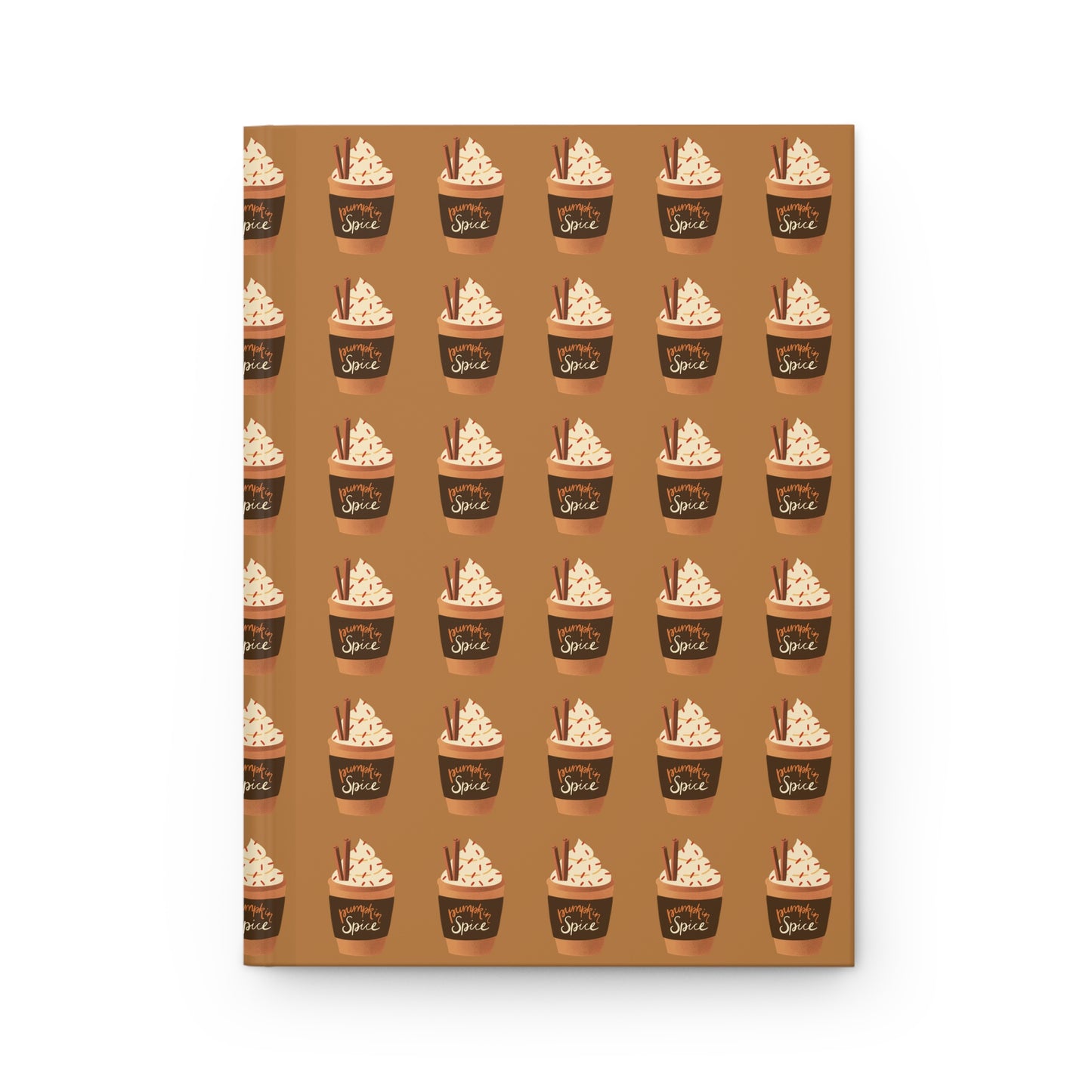 Pumpkin Spice Latte Image Patterned Hardcover Journal Matte - Brown