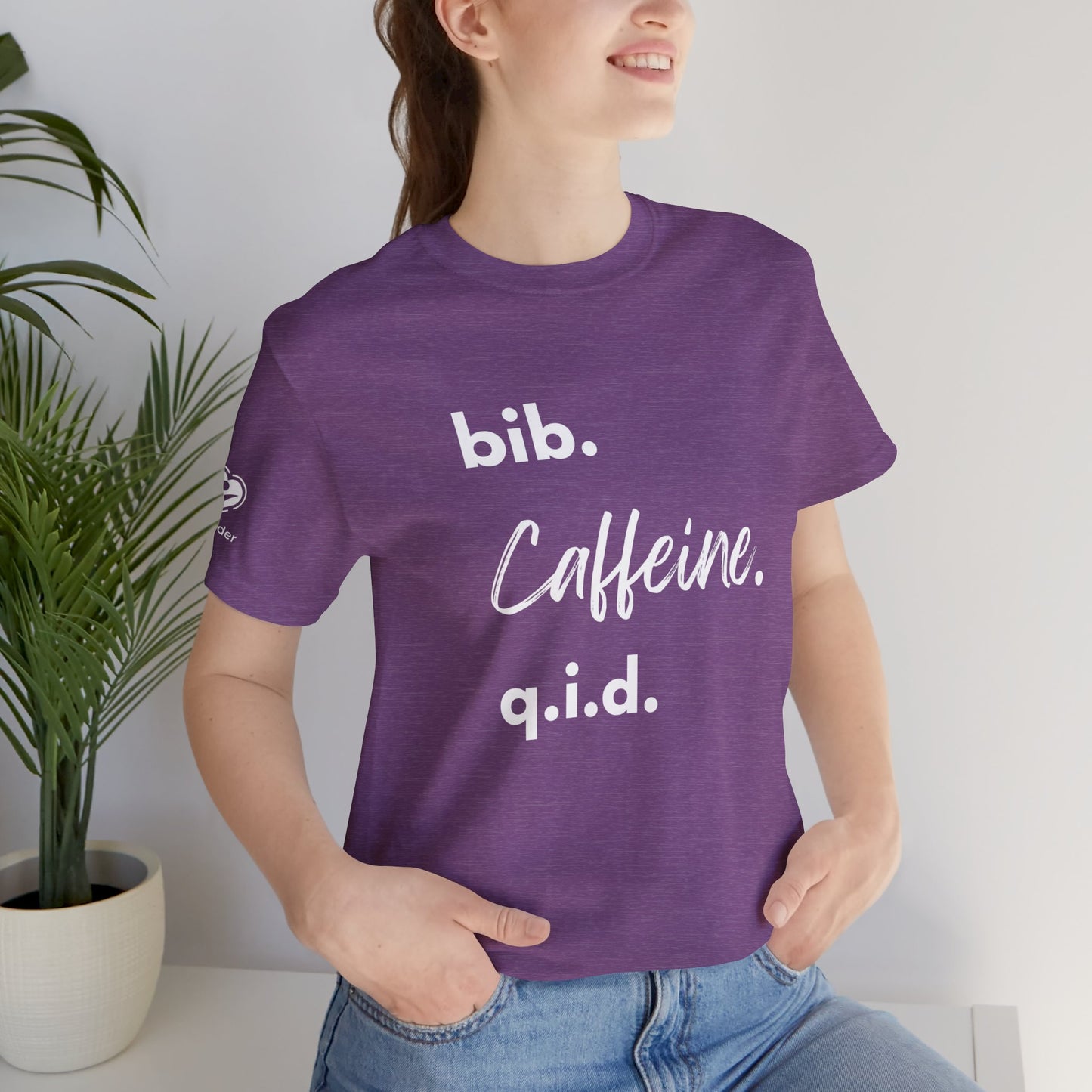 Caffeine Script bib-qid Extra Soft Unisex Jersey Short Sleeve Tee