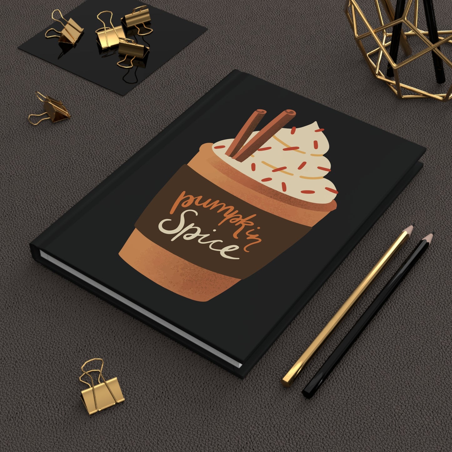 Pumpkin Spice Latte Image Hardcover Journal Matte - Black