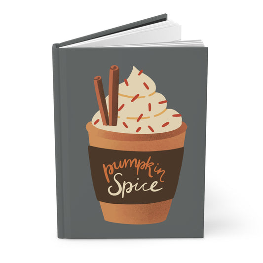 Pumpkin Spice Latte Image Hardcover Journal Matte - Dark Grey