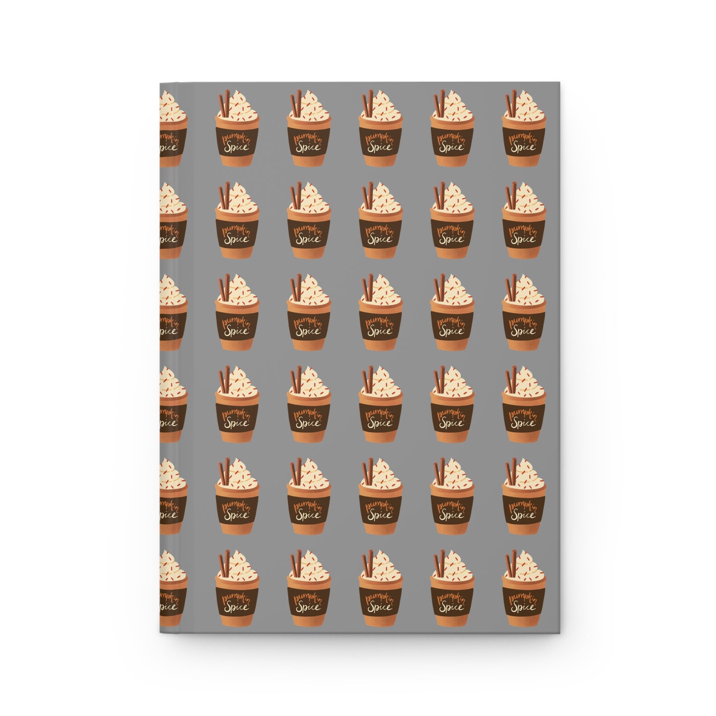 Pumpkin Spice Latte Image Patterned Hardcover Journal Matte - Grey