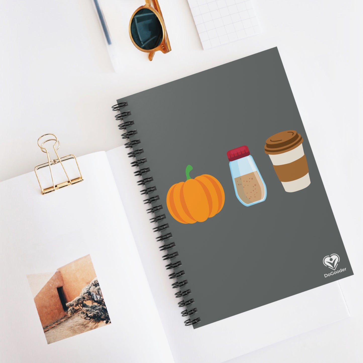 Pumpkin Spice Latte Spiral Notebook - Dark Grey