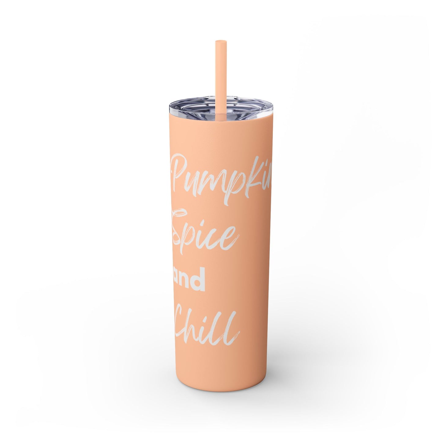 Pumpkin Spice and Chill Skinny Tumbler with Straw, 20oz