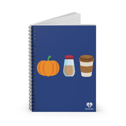 Pumpkin Spice Latte Spiral Notebook - Dark Blue