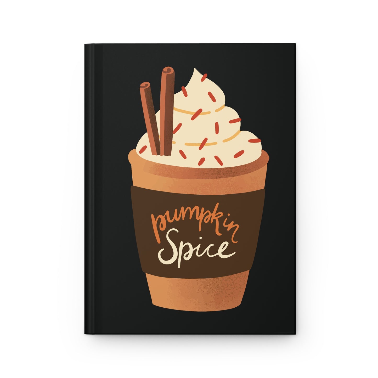 Pumpkin Spice Latte Image Hardcover Journal Matte - Black