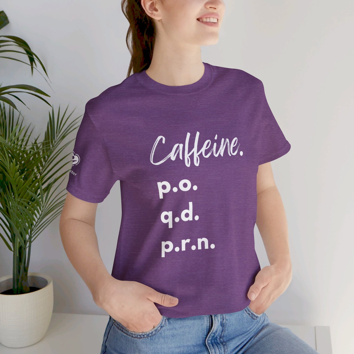 Caffeine Script PO-QD-PRN Extra Soft Unisex Jersey Short Sleeve Tee