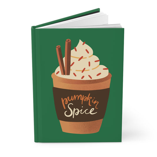 Pumpkin Spice Latte Image Hardcover Journal Matte - Green