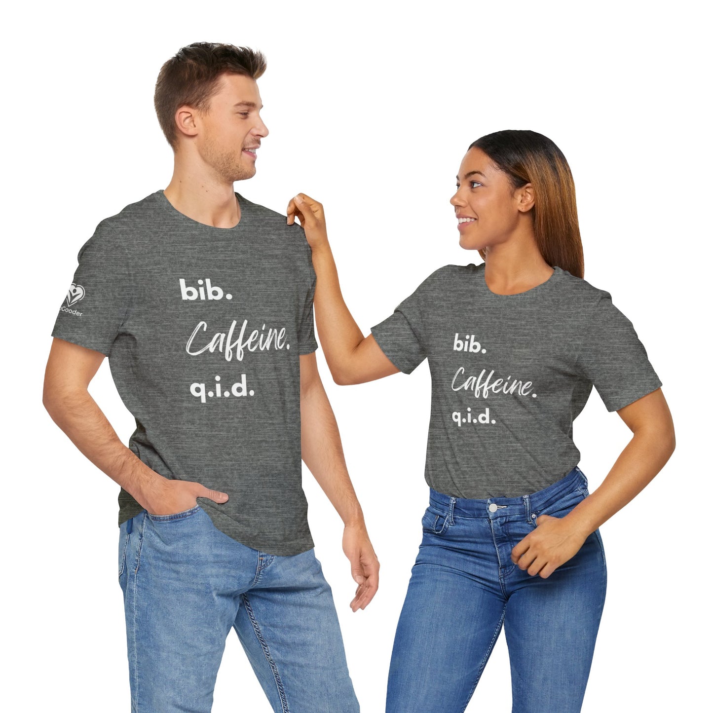 Caffeine Script bib-qid Extra Soft Unisex Jersey Short Sleeve Tee