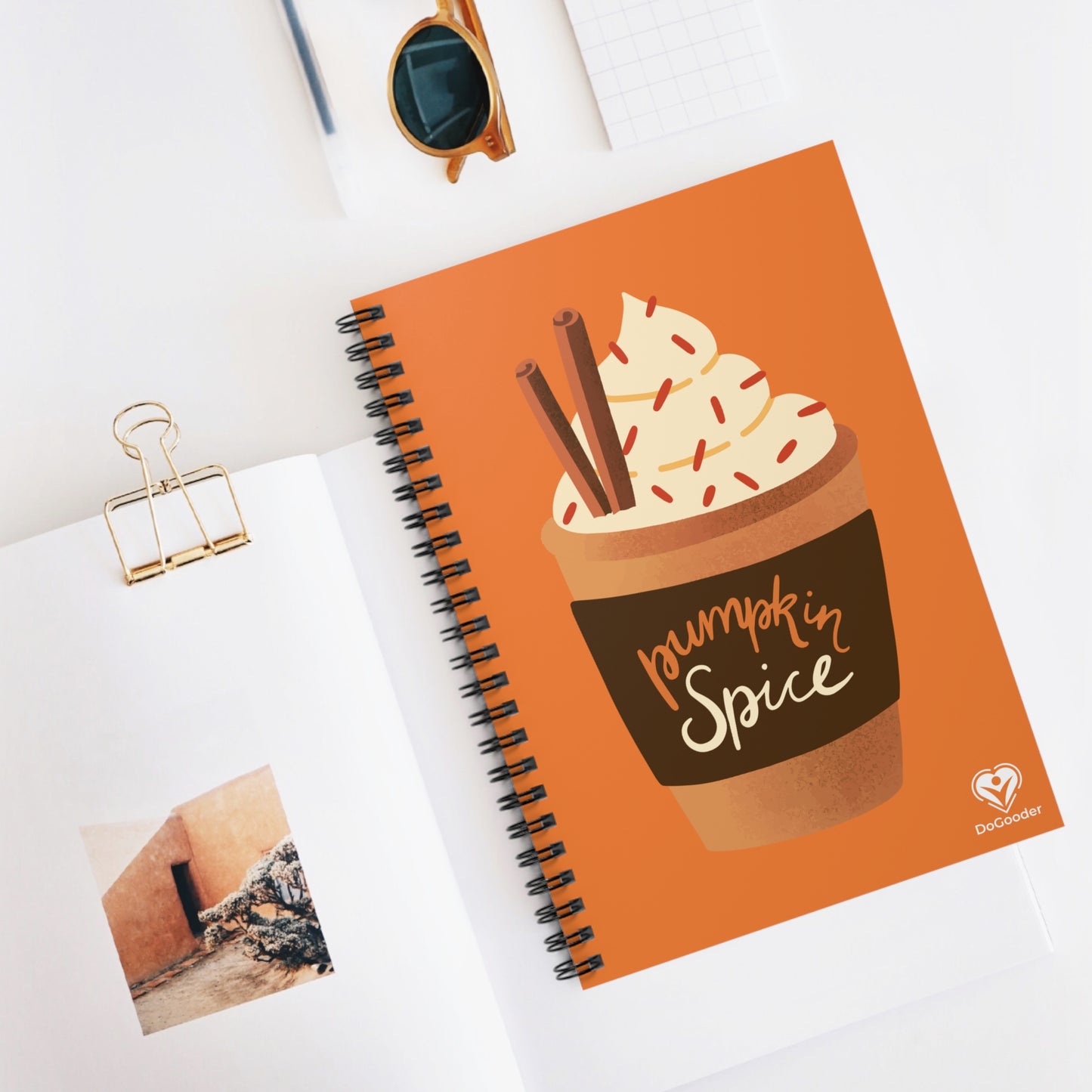 Pumpkin Spice Latte Image Spiral Notebook - Orange