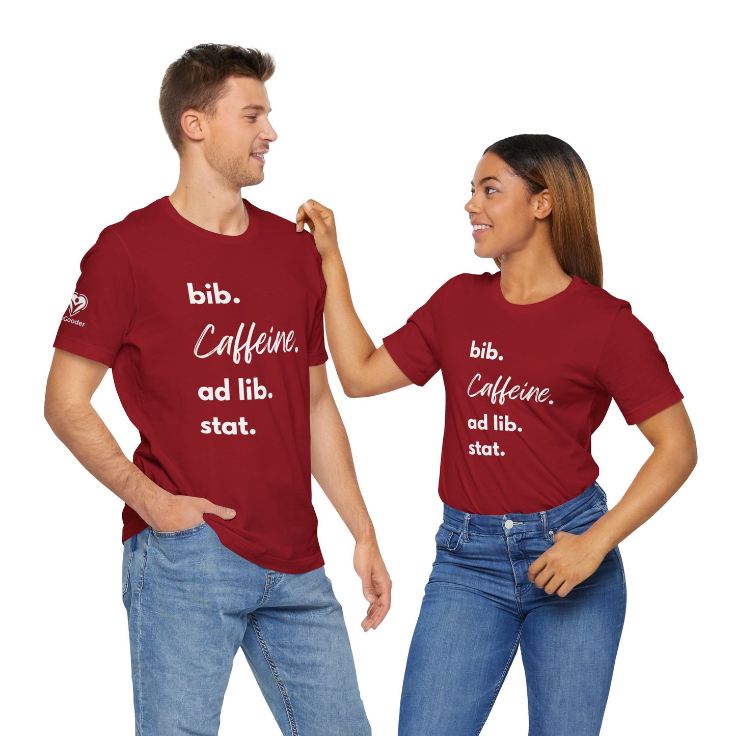 Caffeine Script bib-ad lib-stat Extra Soft Unisex Jersey Short Sleeve Tee