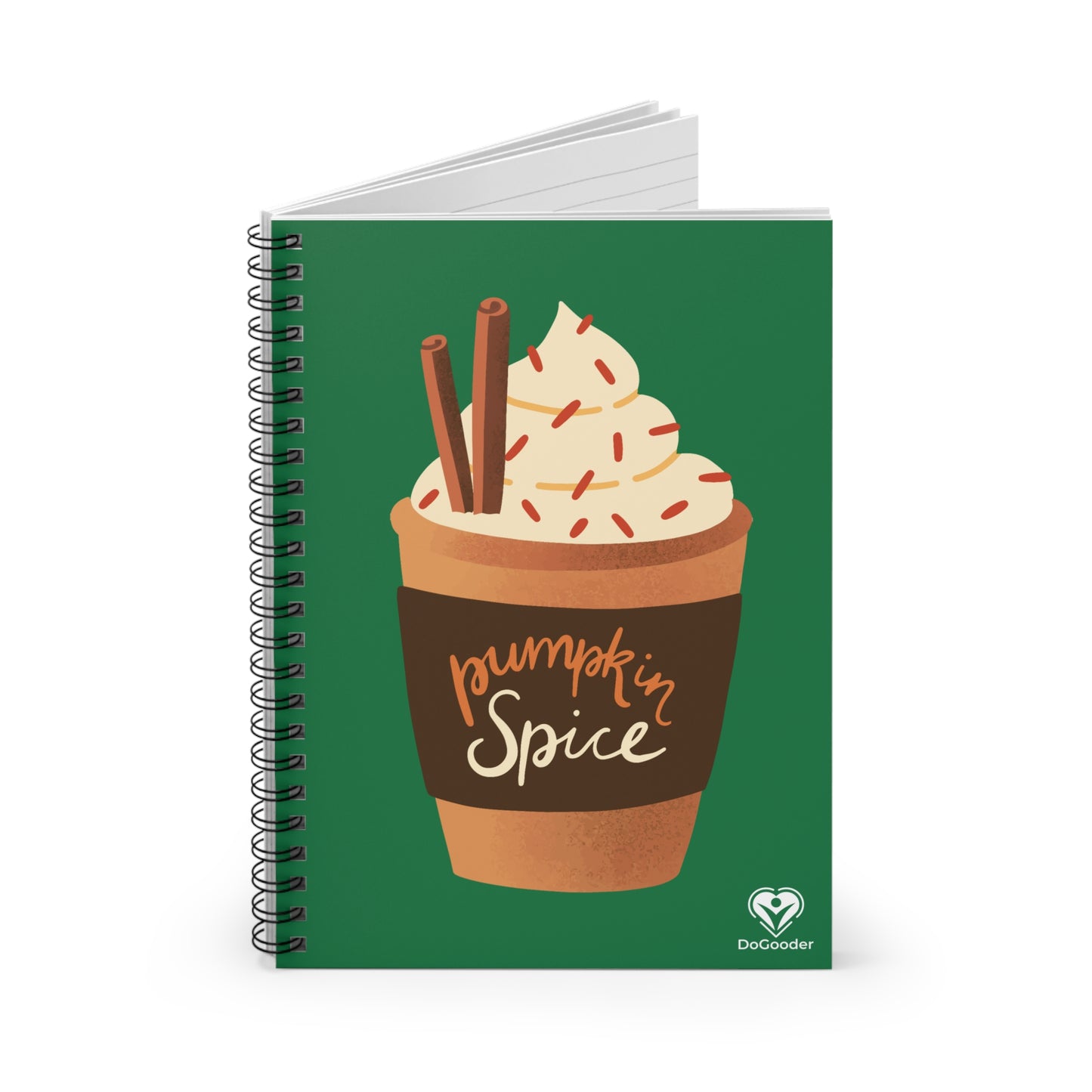 Pumpkin Spice Latte Image Spiral Notebook - Dark Green