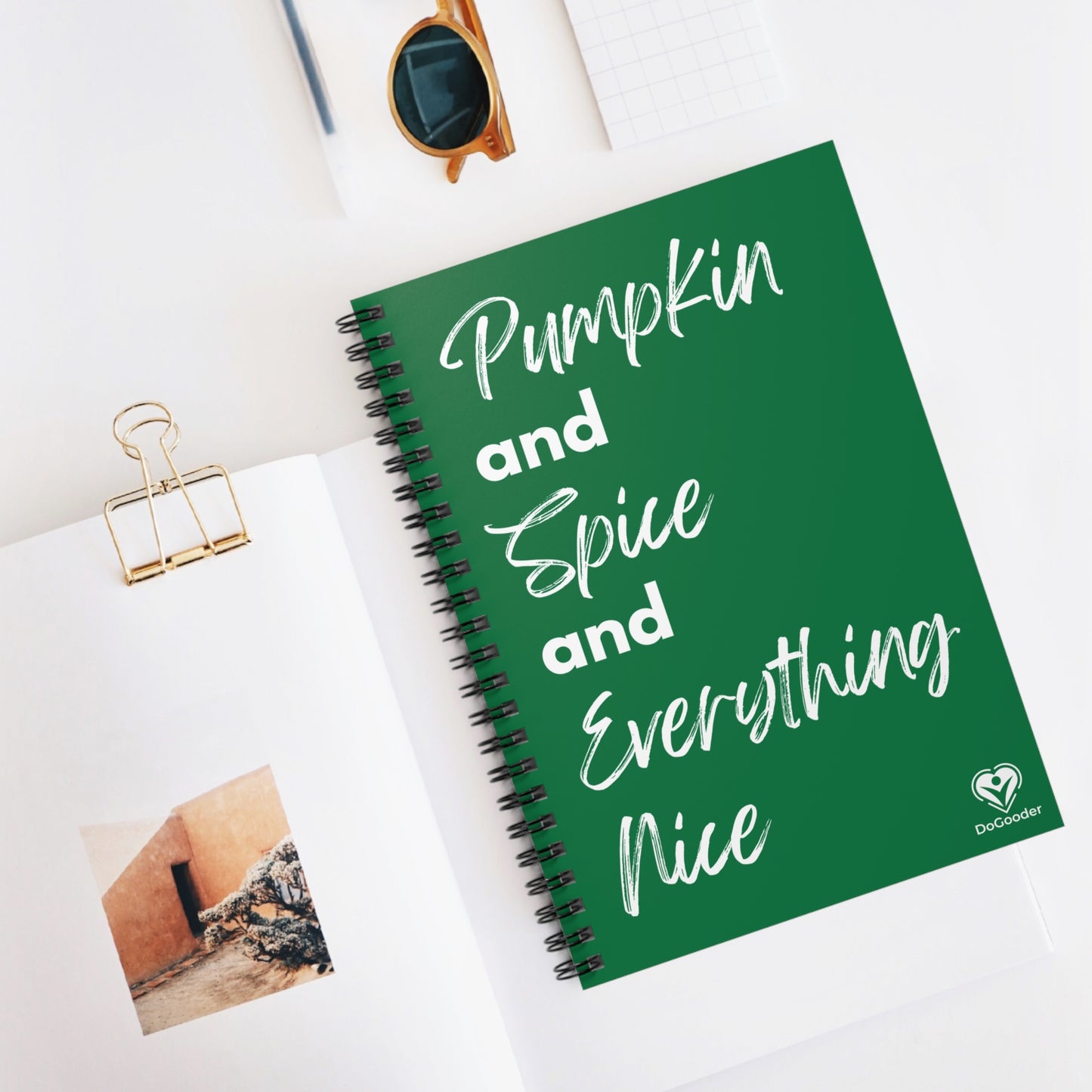 Pumpkin Spice Everything Nice Spiral Notebook - Dark Green