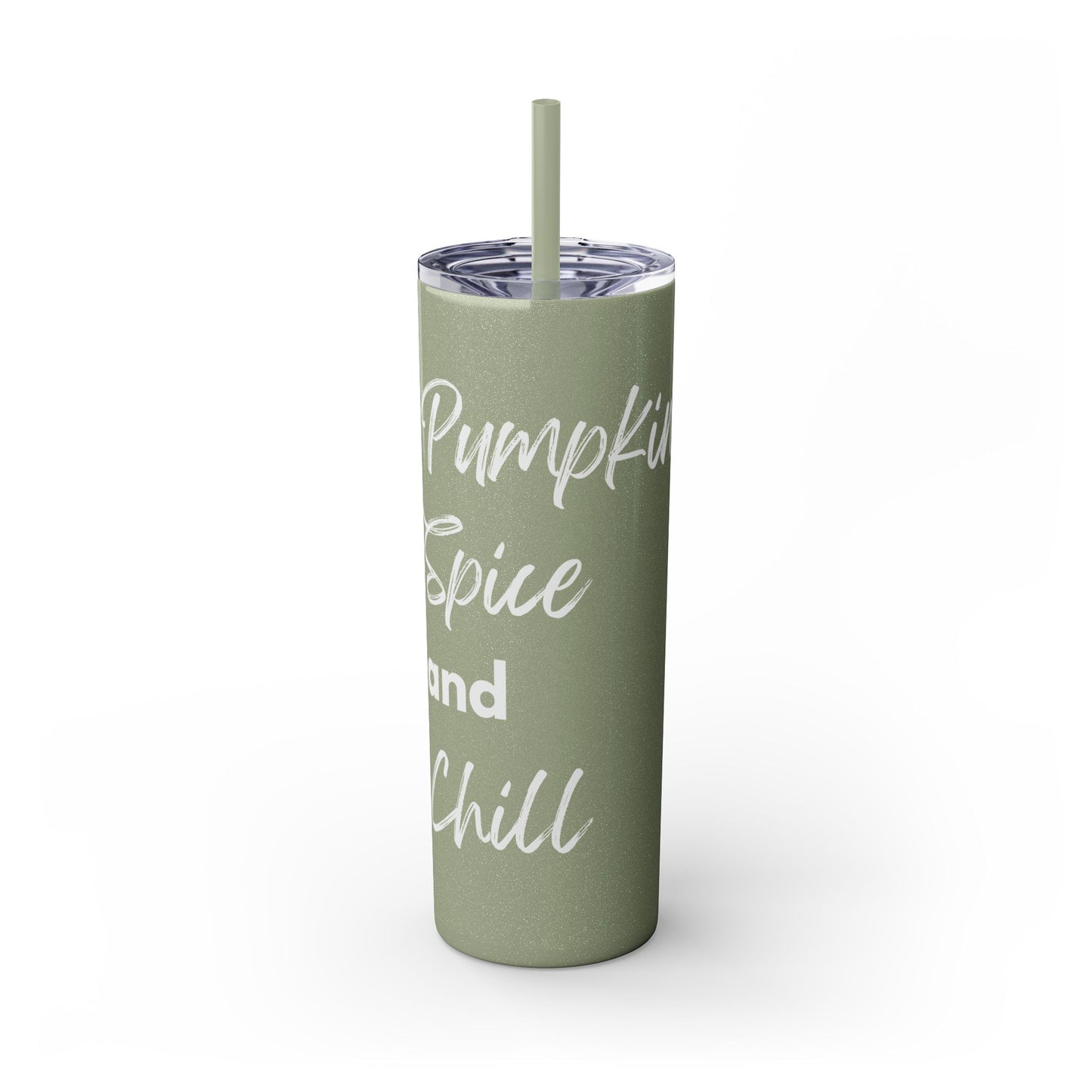 Pumpkin Spice and Chill Skinny Tumbler with Straw, 20oz