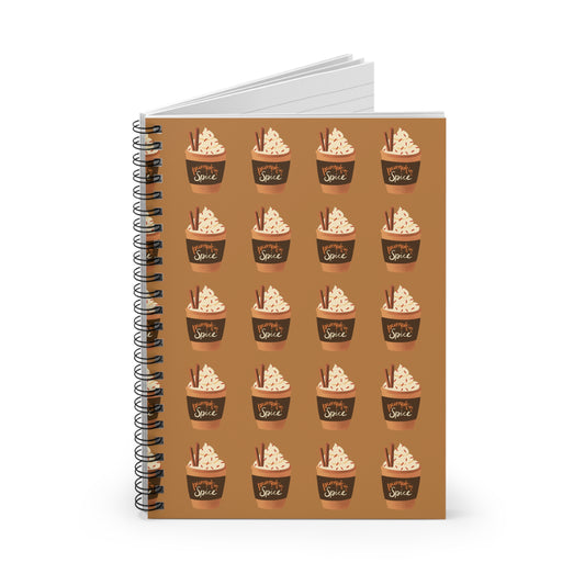 Pumpkin Spice Latte Image Patterned Spiral Notebook - Brown