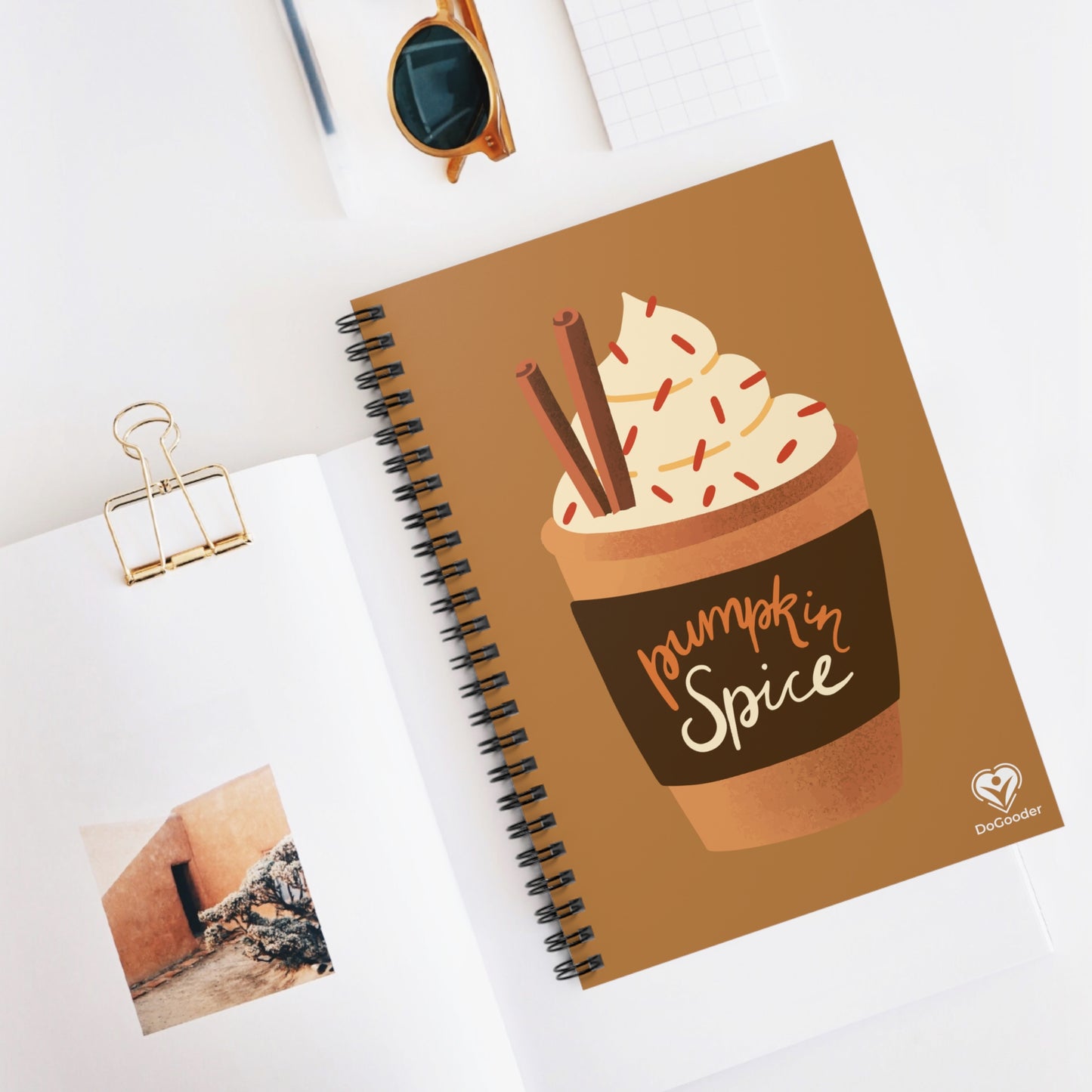 Pumpkin Spice Latte Image Spiral Notebook - Brown