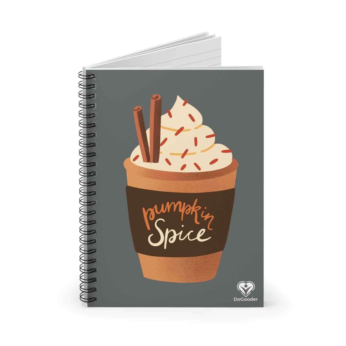 Pumpkin Spice Latte Image Spiral Notebook - Dark Grey