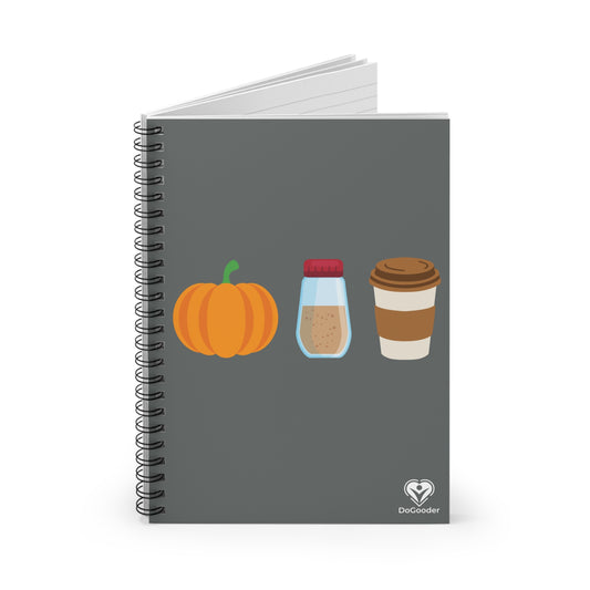 Pumpkin Spice Latte Spiral Notebook - Dark Grey