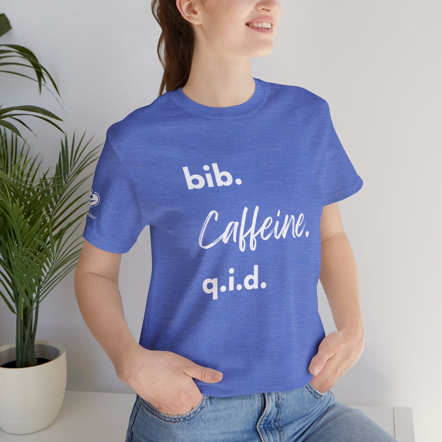 Caffeine Script bib-qid Extra Soft Unisex Jersey Short Sleeve Tee