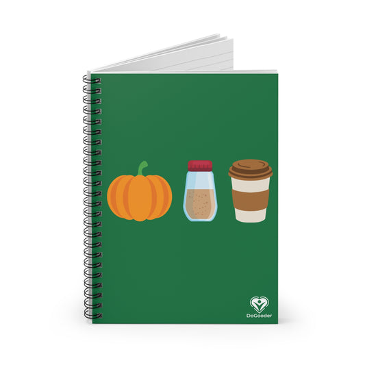 Pumpkin Spice Latte Spiral Notebook - Dark Green