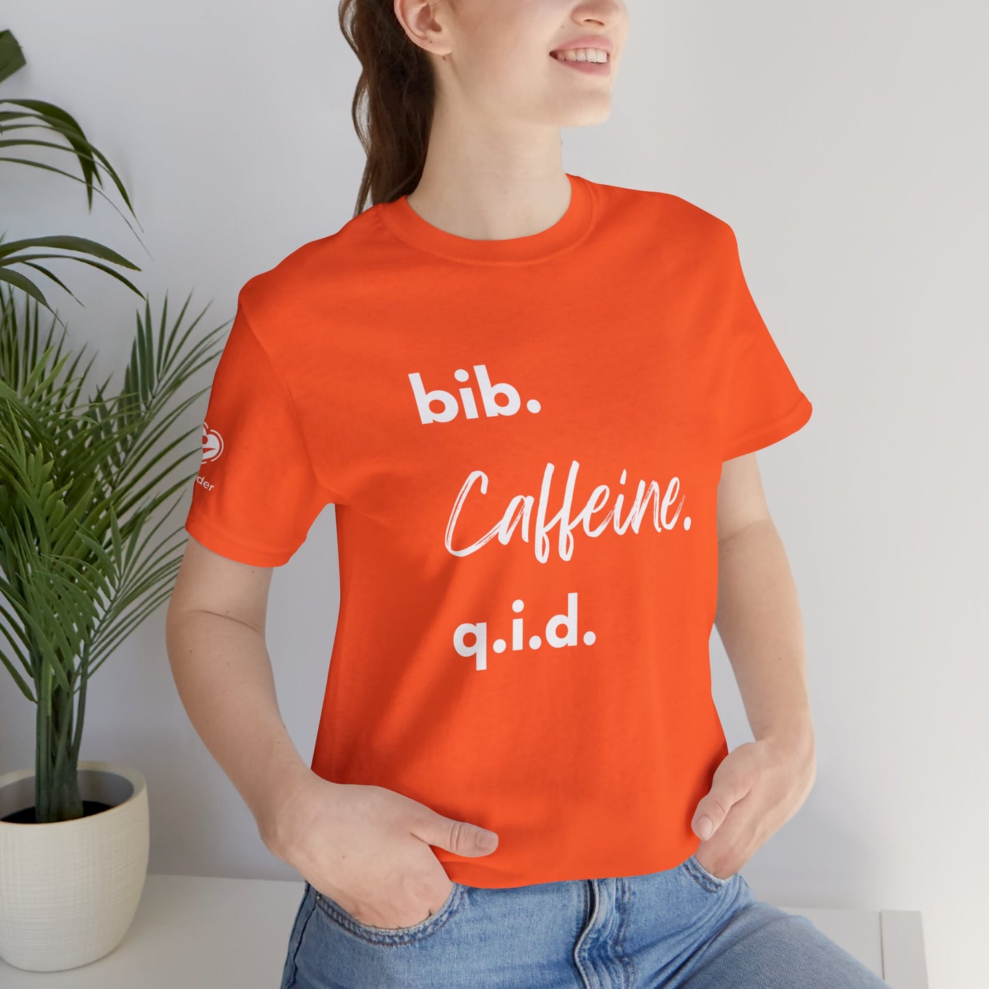 Caffeine Script bib-qid Extra Soft Unisex Jersey Short Sleeve Tee