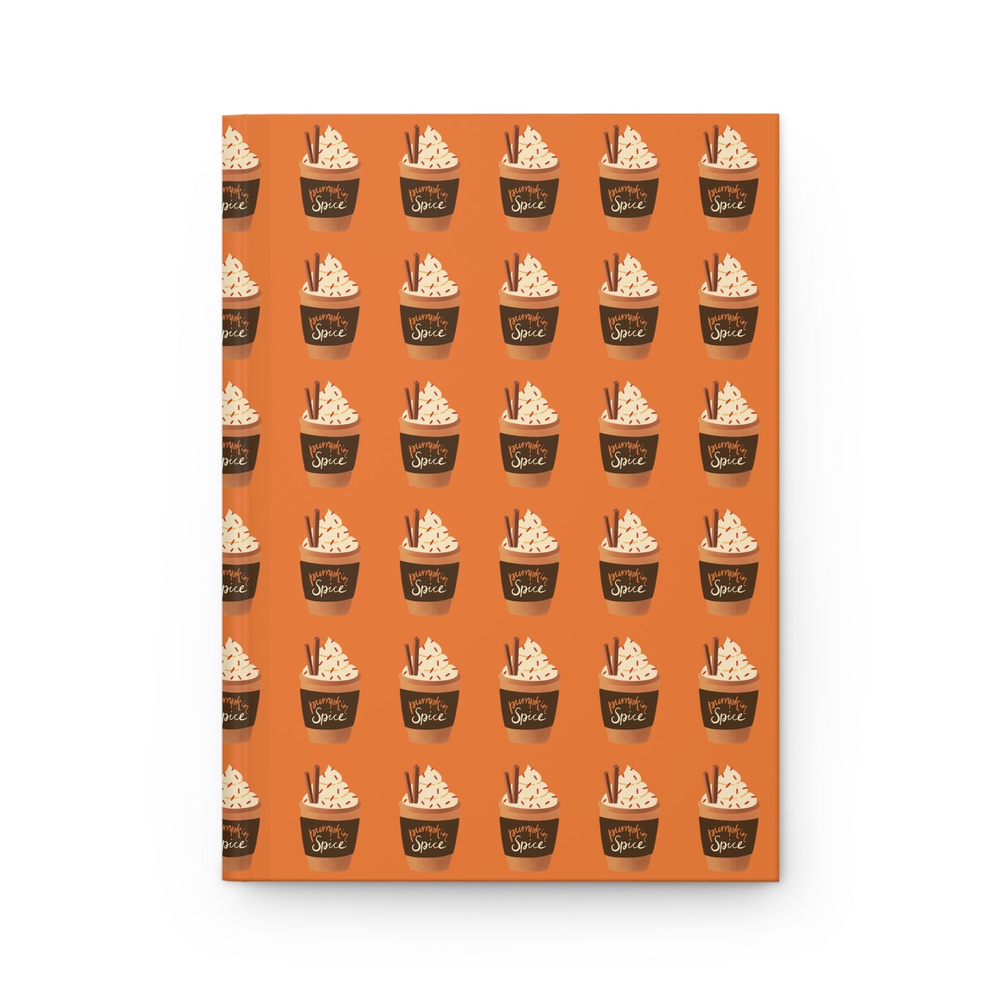 Pumpkin Spice Latte Image Patterned Hardcover Journal Matte - Orange