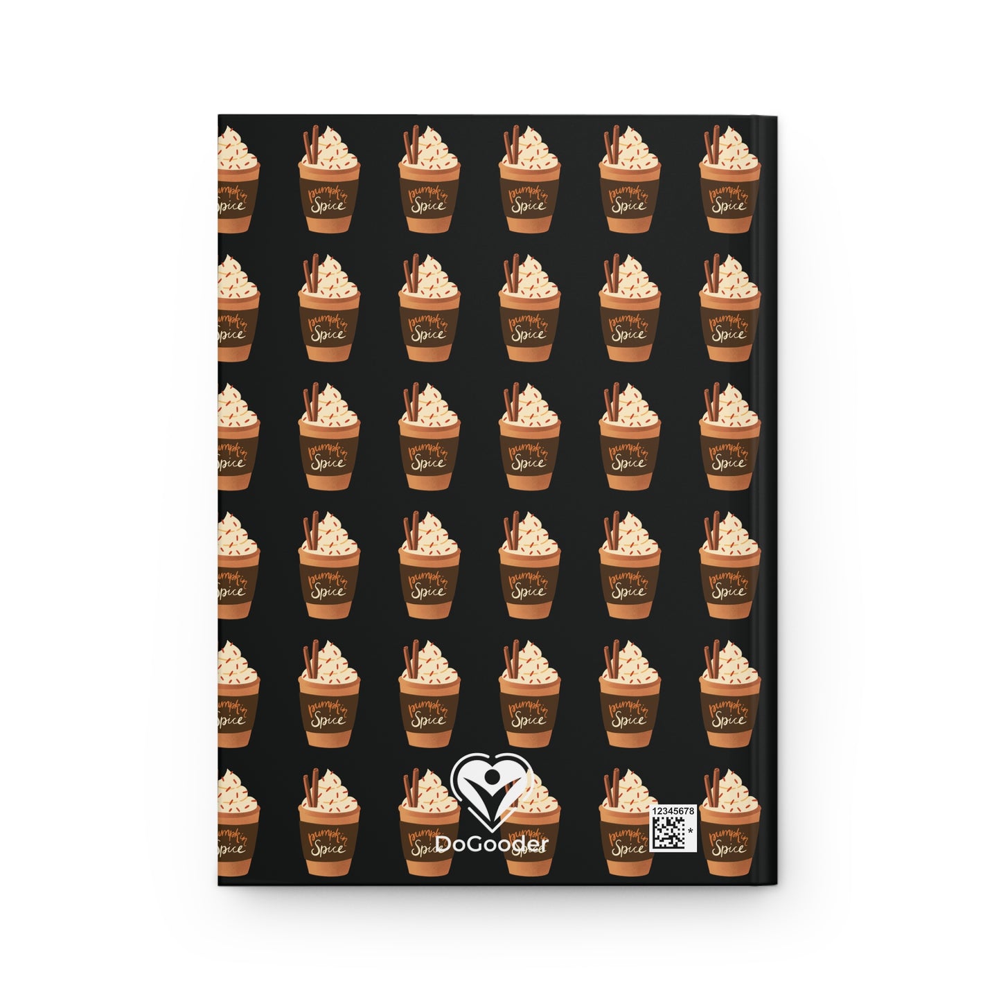 Pumpkin Spice Latte Image Patterned Hardcover Journal Matte - Black