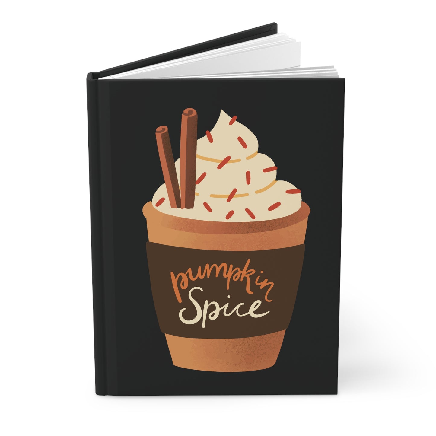 Pumpkin Spice Latte Image Hardcover Journal Matte - Black