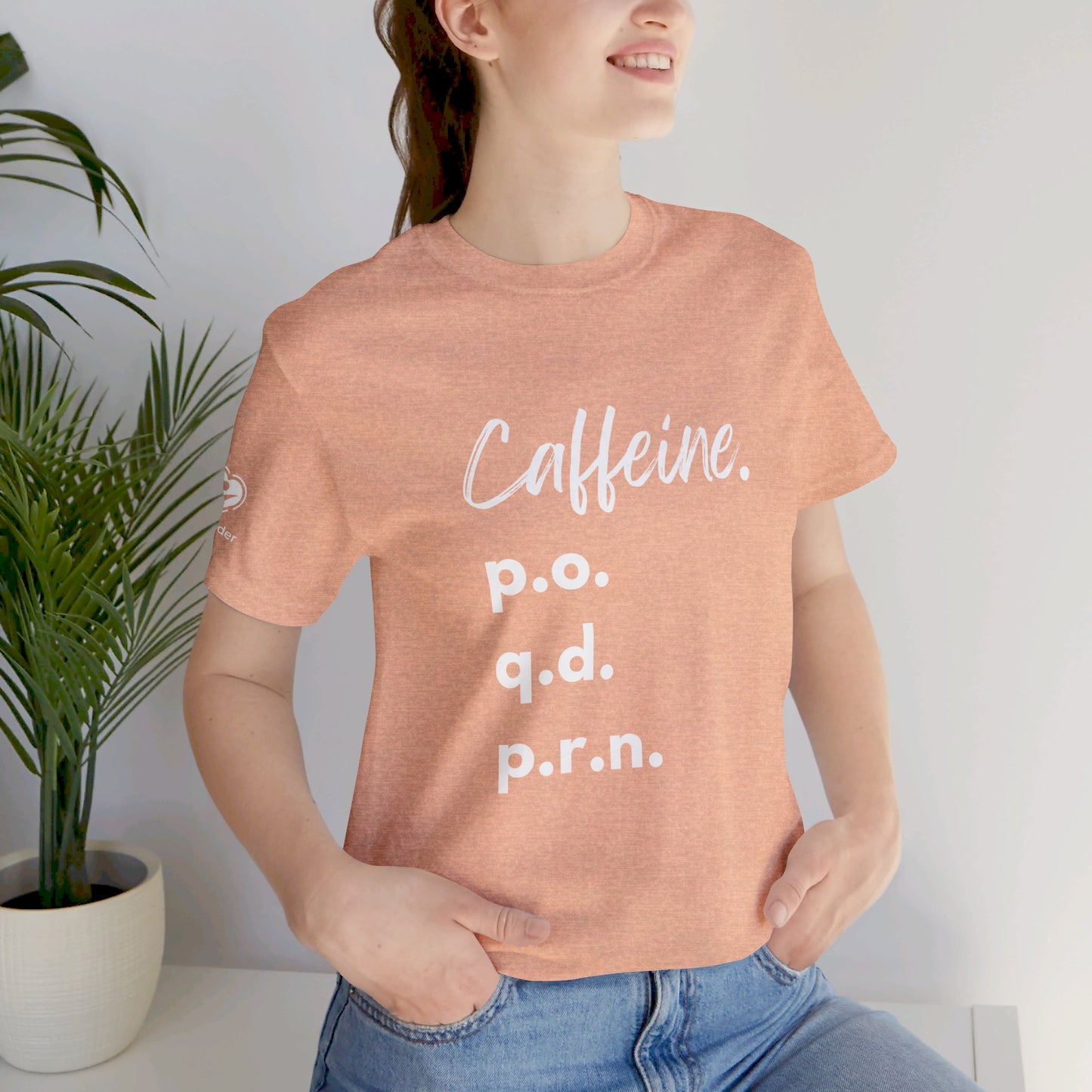 Caffeine Script PO-QD-PRN Extra Soft Unisex Jersey Short Sleeve Tee