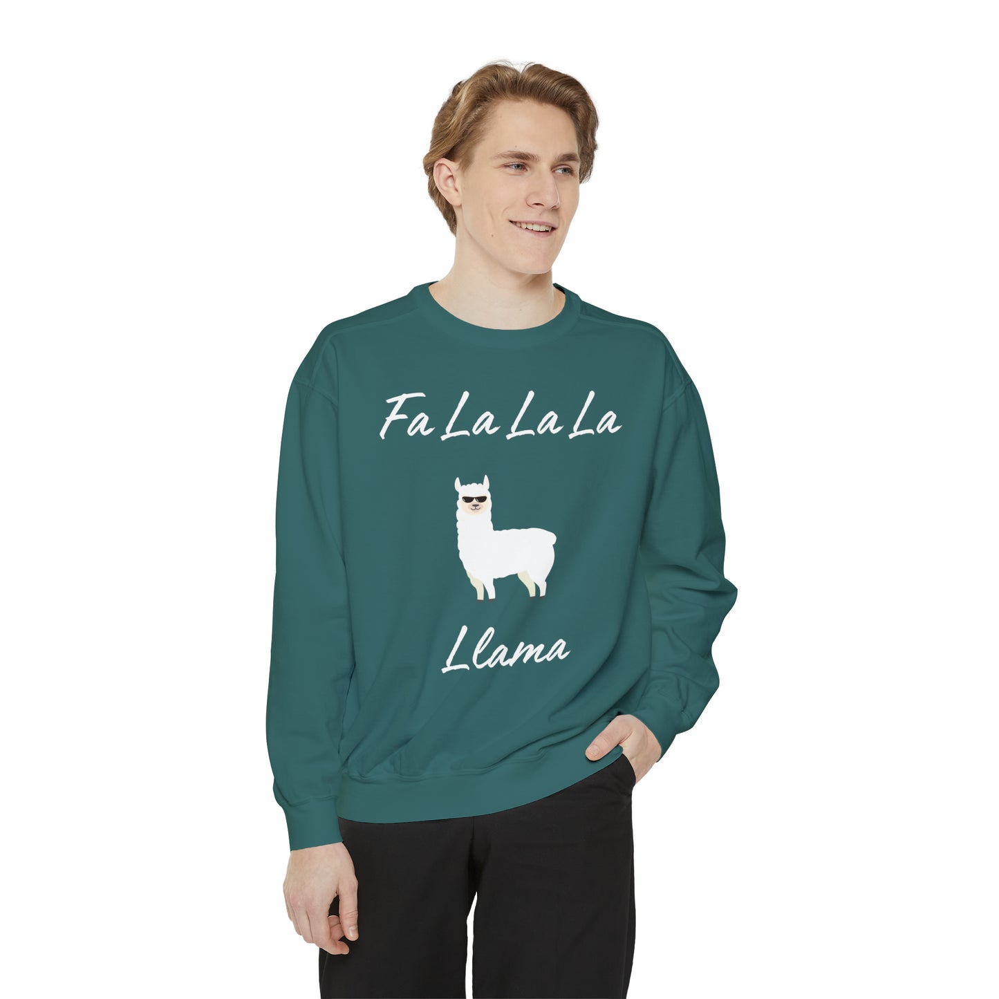 Fa La La La Llama Unisex Garment-Dyed Sweatshirt