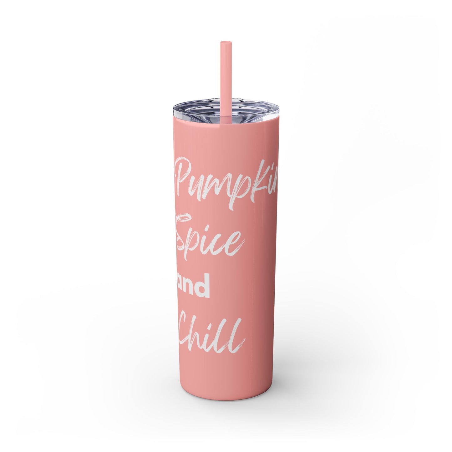 Pumpkin Spice and Chill Skinny Tumbler with Straw, 20oz