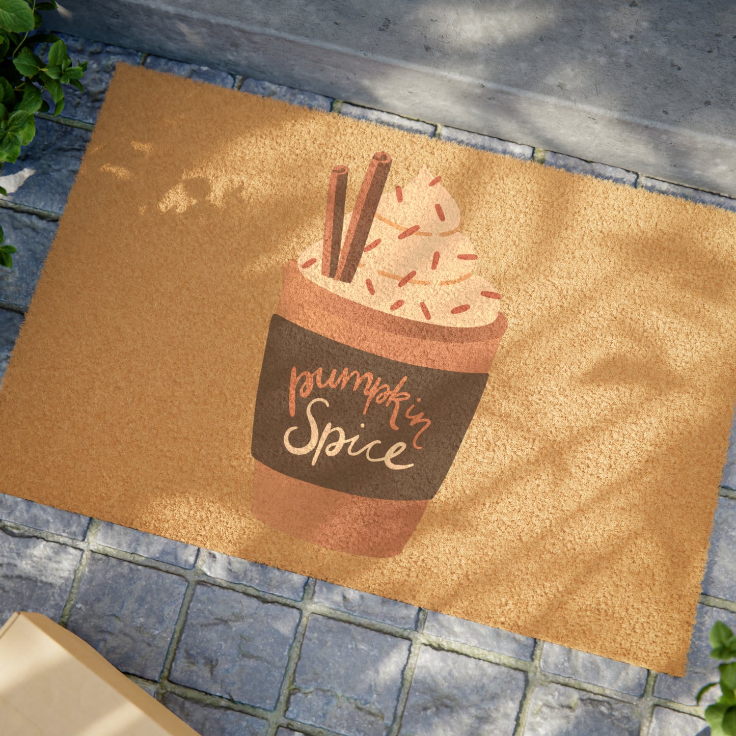 Pumpkin Spice Latte Coir Welcome Mat