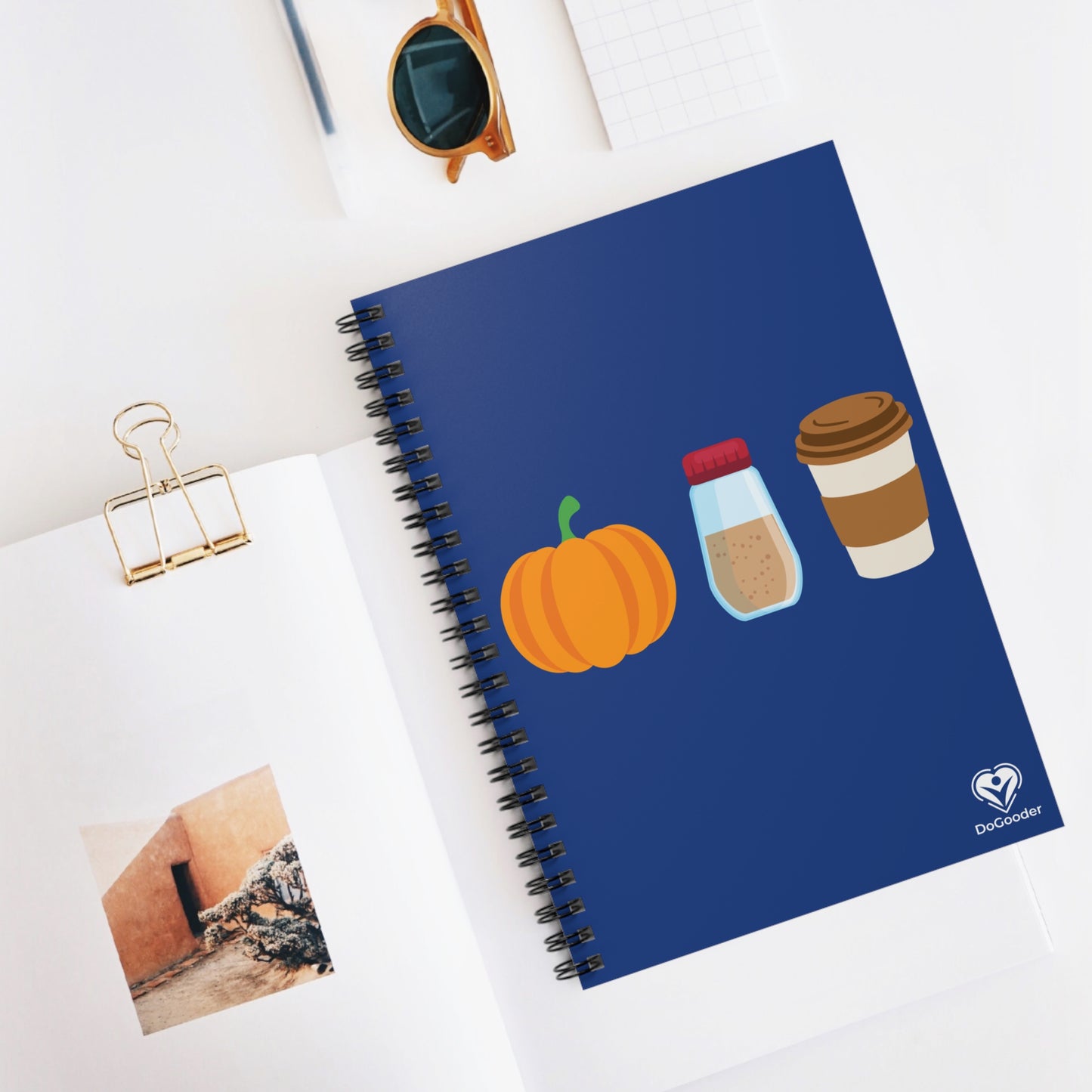 Pumpkin Spice Latte Spiral Notebook - Dark Blue