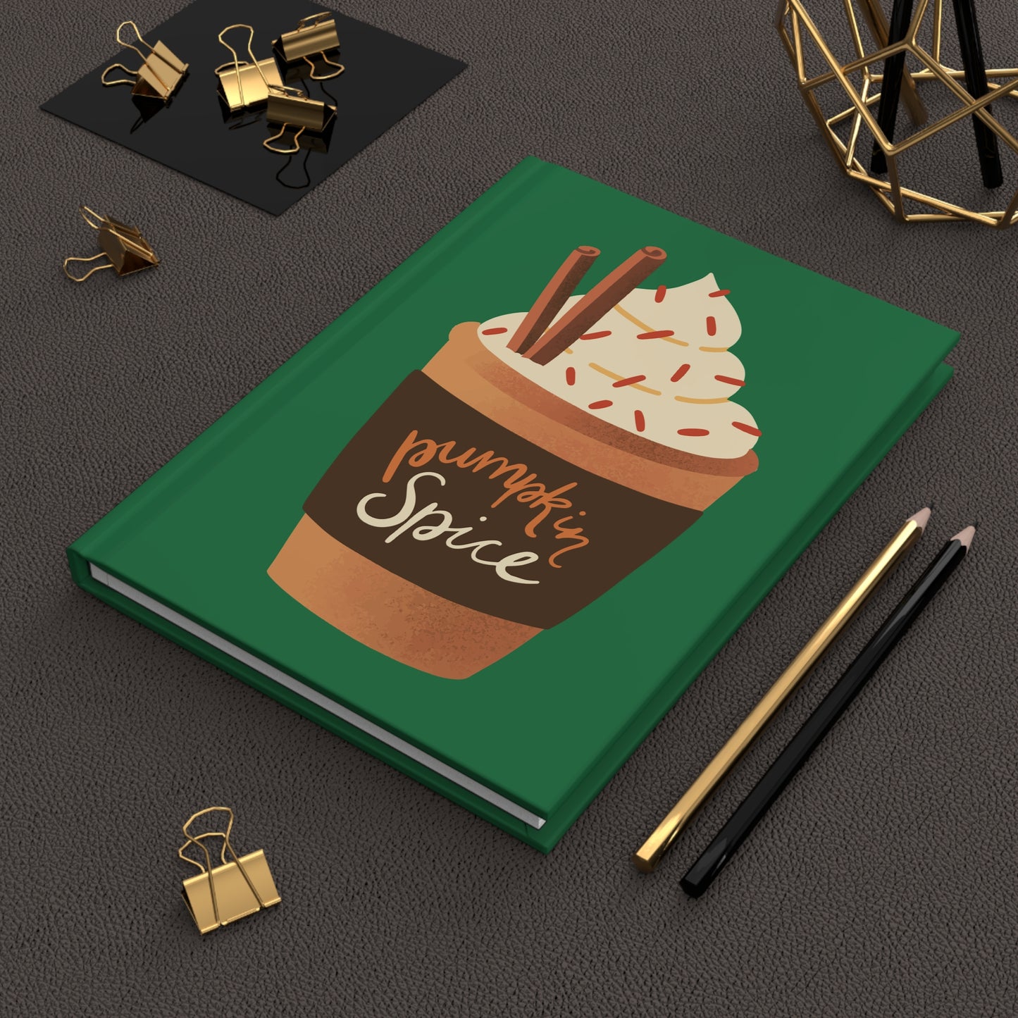 Pumpkin Spice Latte Image Hardcover Journal Matte - Green