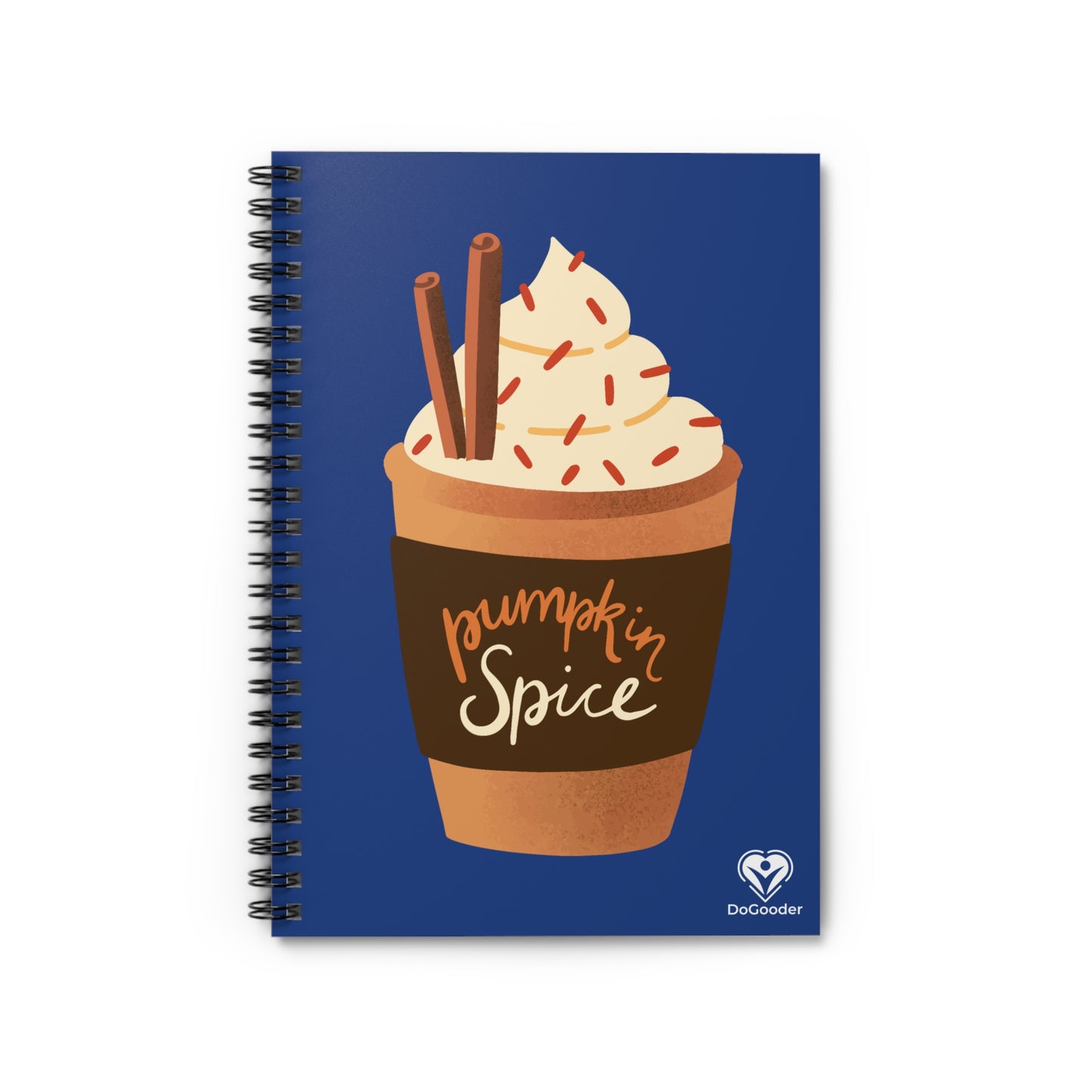 Pumpkin Spice Latte Image Spiral Notebook - Dark Blue